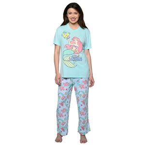 New Women's The Little Mermaid Ariel Pajama Set T-Shirt & Pants Disney